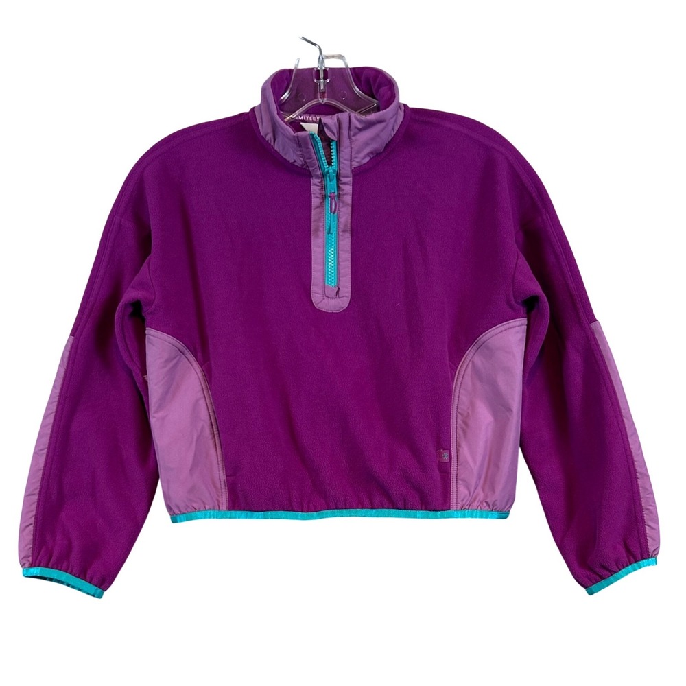 Athleta Girl Purple 1/4 Zip Fleece Pullover Sweatshirt Size S 7 Mock Neck Mock